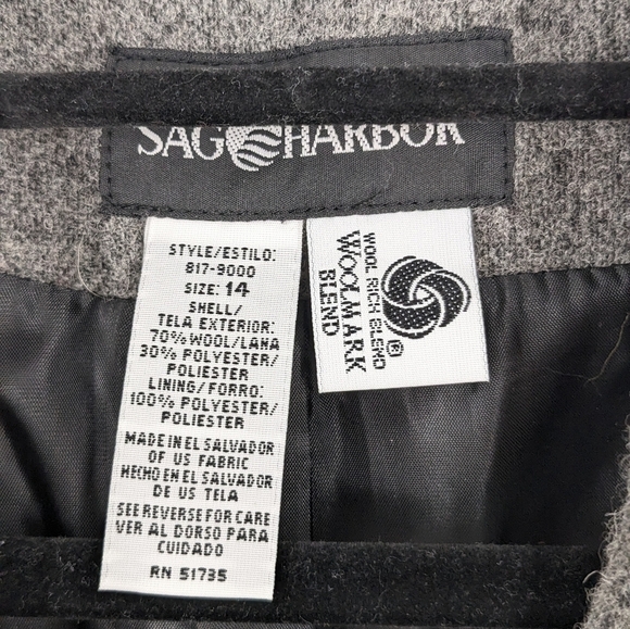 Sag Harbor Charcoal Grey Wool Blend Blazer Women’s Size 14 - Picture 4 of 4
